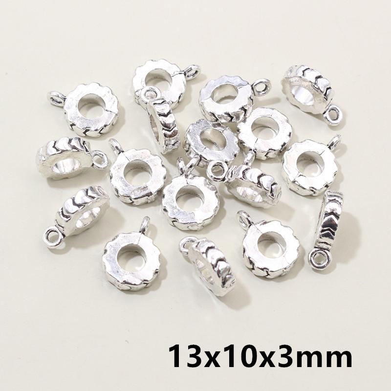 20pcs DIY Handmade Beads Tube Bails Pendants Jewelry Making DIY Necklace Antique Silver Color Bails Pendant Charm Connector