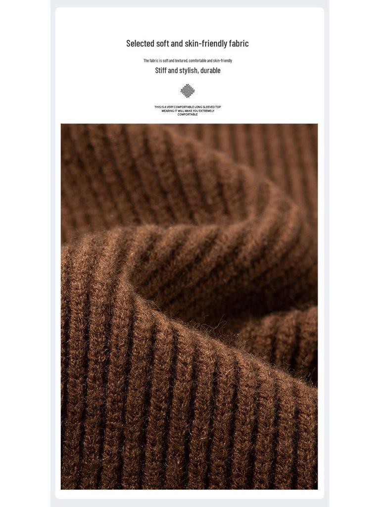 Men's Stand Collar Wool Cardigan Sweater - Casual Zipper Jacket for Autumn/Winter