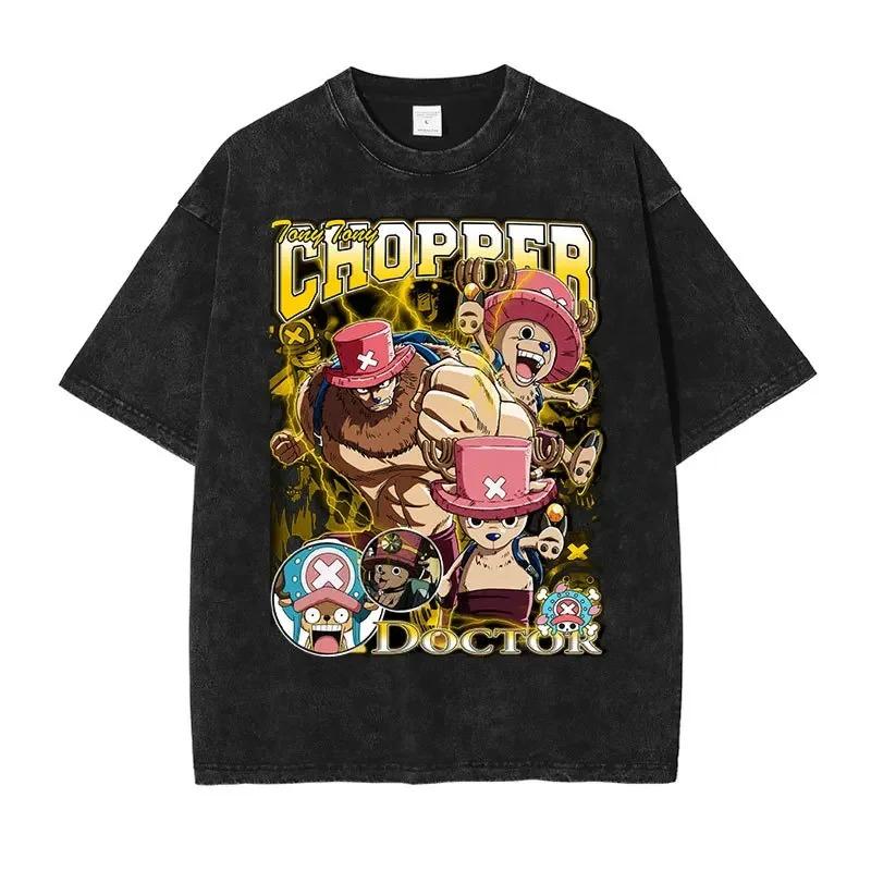 T-shirt con Stampa Grafica Manga di One Piece Roronoa Zoro per Uomo Donna Streetwear Harajuku Moda Top Oversize Cotone Lavato Retrò Girocollo Estate Nuova T-shirt
