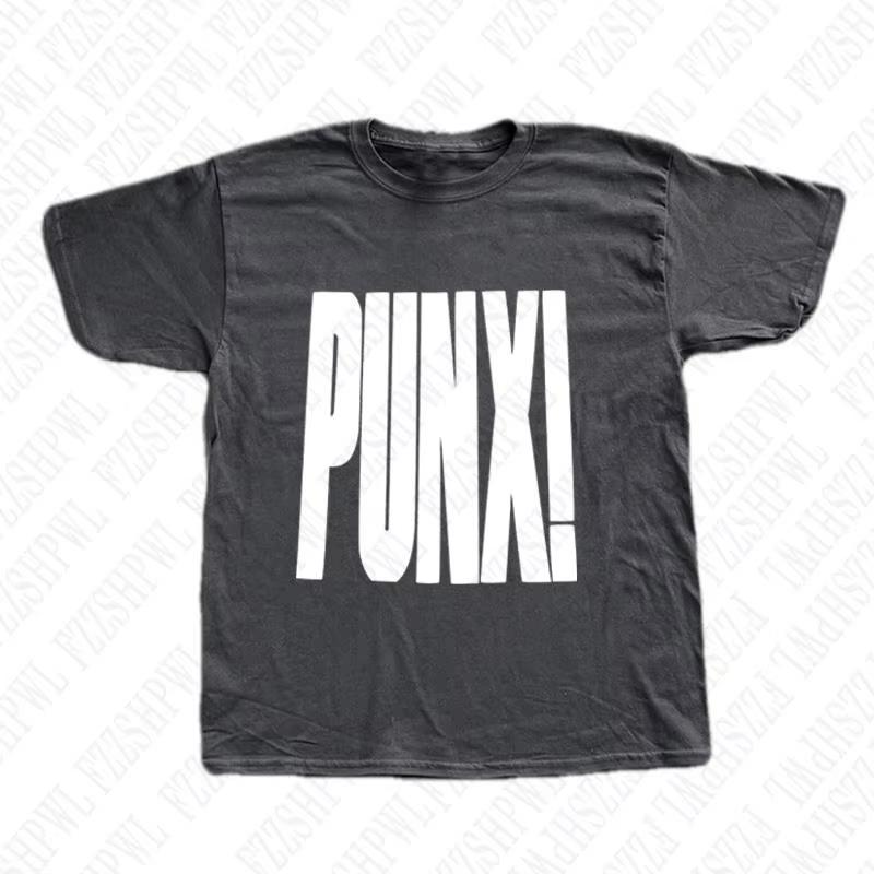 Casual Y2K Cotton T-shirt Streetwear Harajuku Letter Print Punk Short Sleeve T-shirt Retro Grunge Gothic Fashion Tee Hip Hop Top