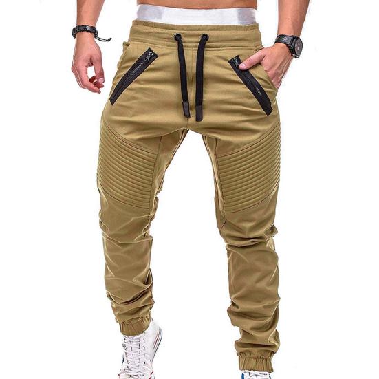 Pants Drawstring Adjustable Men Stripes Zipper Pockets Sports Trousers for Outdoor Activities