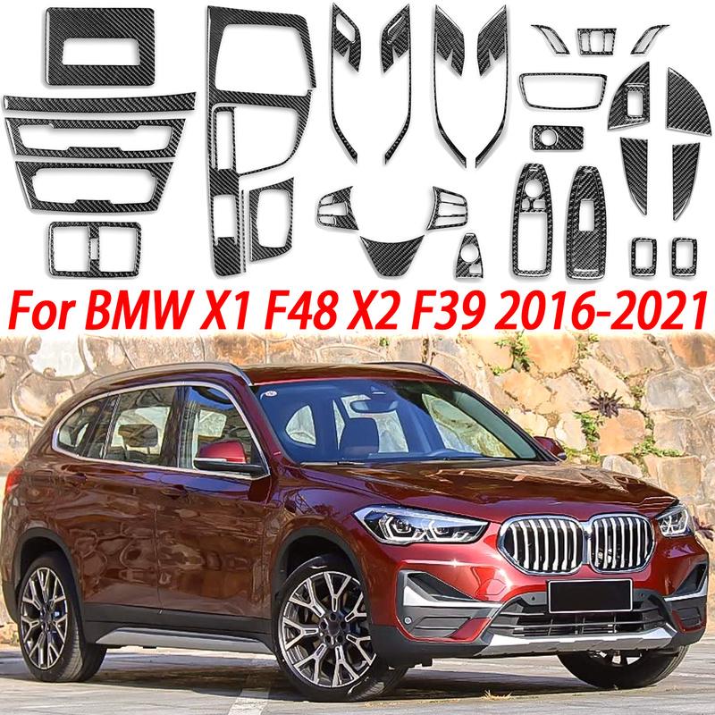 For BMW X1 F48 X2 F39 16-21 Car Carbon Fiber Accessories Steering Wheel Trim Window Lift Button Cover Gear Shift Panel Sticker