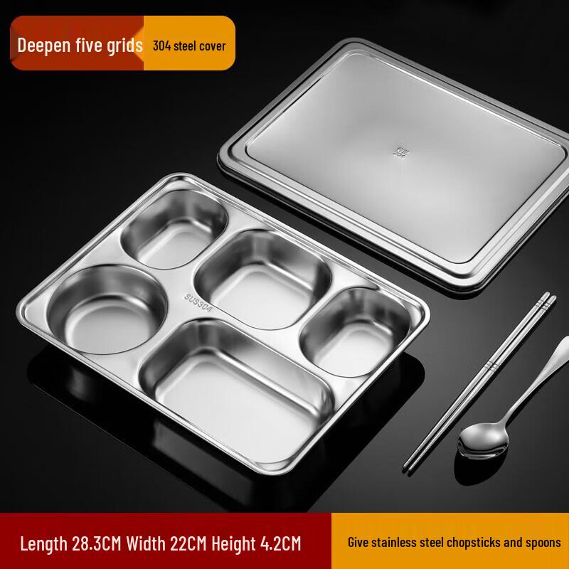 Stainless Steel 4-Compartment Lunch & Dinner Plate Set
