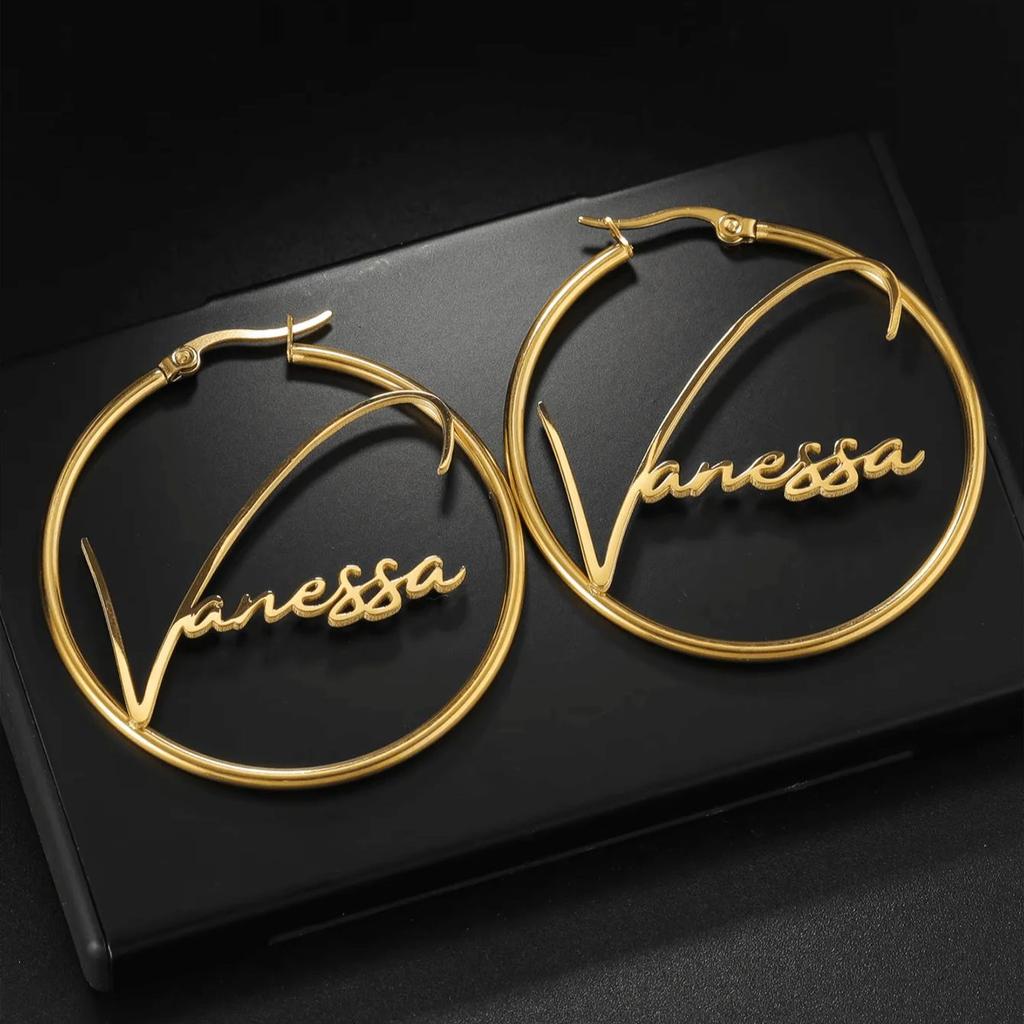 Custom Name Long Chain Threader Earrings For Women Girls Personalization Name Dangle Drop Earring Stainless Steel Jewelry Gift