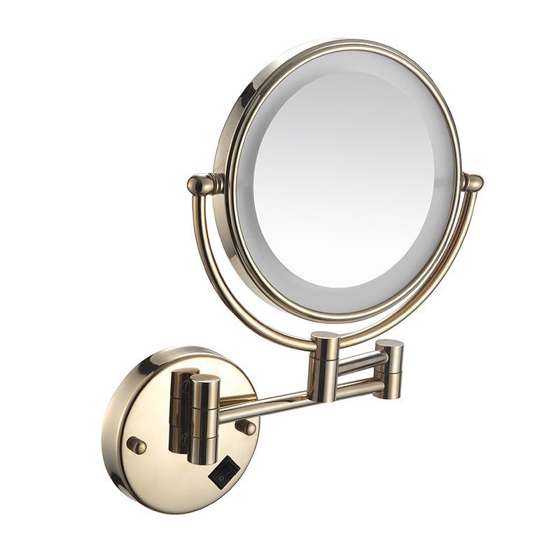 LED Bathroom Vanity Mirror with Folding Makeup Light - Wall-Mounted for Home & Hotel Use