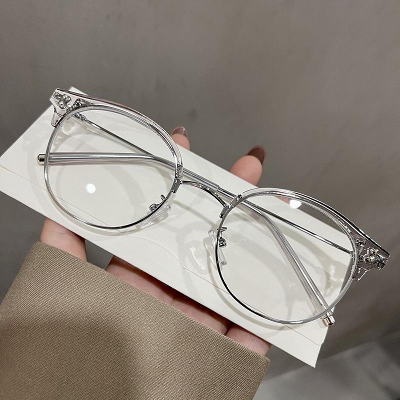 Fashion Semi-Rimless Men Glasses  Material Anti Blue Light Eyeglass Frames Korean Fashion Women'S Glasses