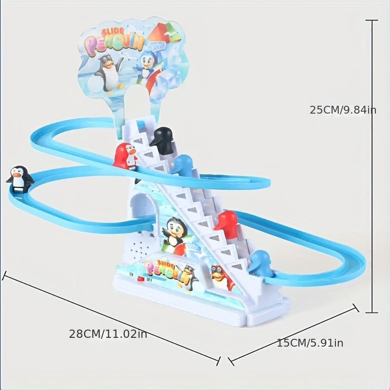 Penguin Race Set Penguin Slide Playset LED Flashing Lights Racing Track Game Set Penguin Stair Climbing Toys Kids Holiday Gift