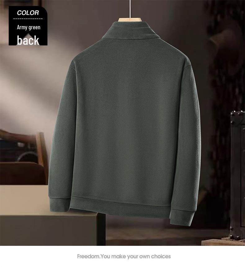 Men's Double-Sided Fleece Thick Warm Stand Collar Jacket - Anti-Static, Cold Protection, Temperature Locking Cardigan Hoodie