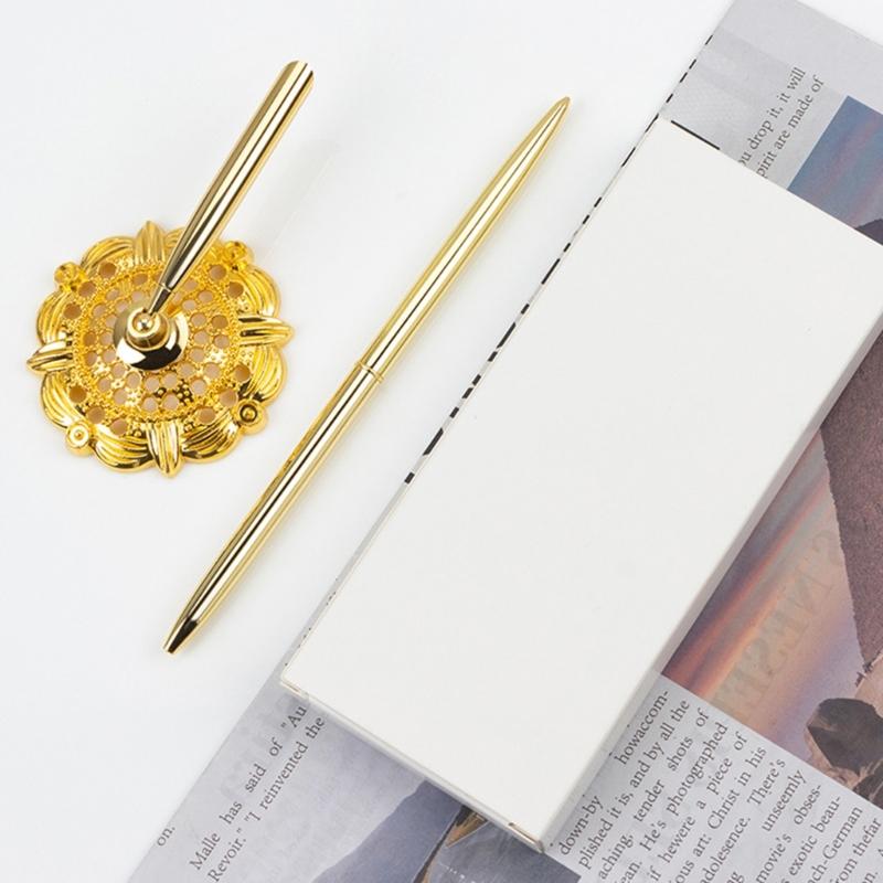 6 szt. Metalowy długopis kulkowy z mechanizmem obrotowym, nowatorski, smukły długopis do podpisywania, obracany do otwierania i zamykania długopis kulkowy, długopis do podpisywania gości