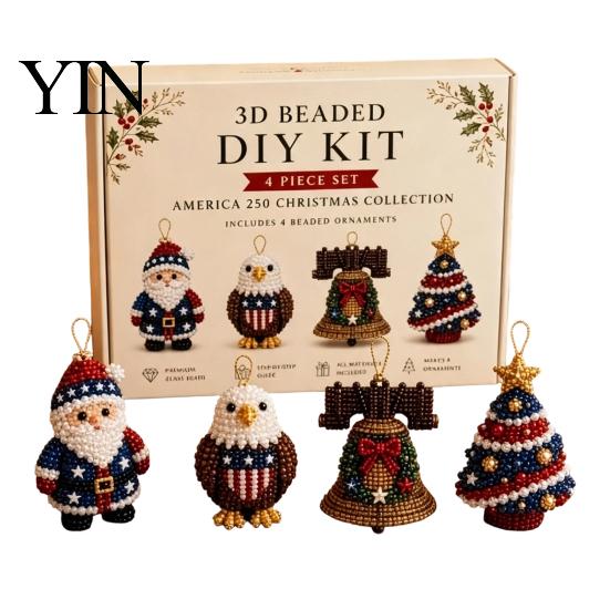 Kleberloses Perlen-Set 3D Perlen-DIY-Set, Lebensechtes Weihnachtstier-Bastelset, Perlenkatze Handgemachtes Einfaches Stickset für Kinder und Erwachsene Festlicher Feiertag