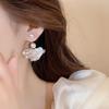 French White Petal Pearl Earrings Temperament Light Luxury Niche High Sense Elegant Versatile Earrings