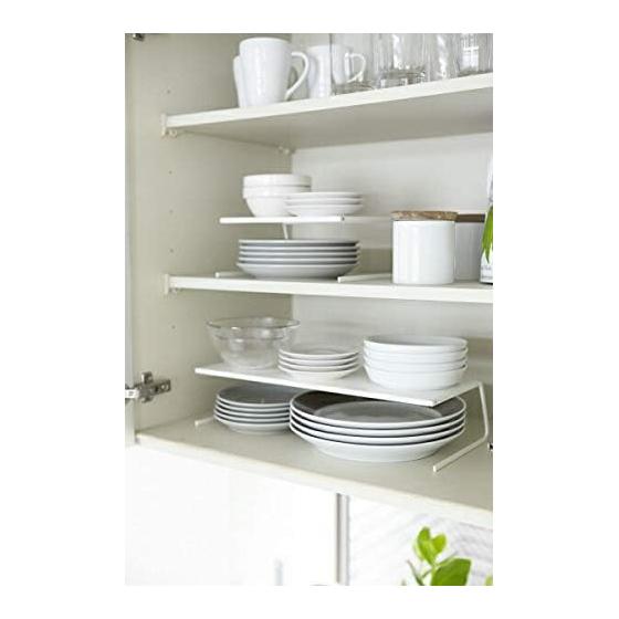 [Bulk Purchase Set of 2] Yamazaki Jitsugyo Tableware Storage Plate Dish Storage L White 2960 | Dish Stand Dish Rack 2 Tier Shelf Kitchen Dishes