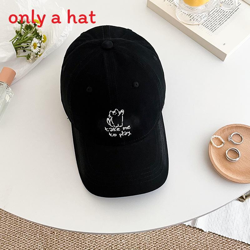 Korean Style Embroidered Cat Baseball Cap With Sun Protection For Summer Outdoor Casual Wear