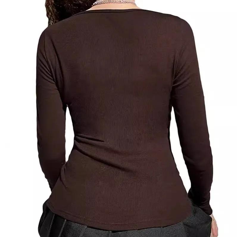 Y2k Women's Long Sleeve Knitted Tops Lace Stitching Neckline Knitwear Bowknot Decoration Slim-Fit Tshirt Pullovers Clubwear