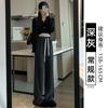 Gray chenille narrow wide-leg pants women's new autumn and winter velvet thickened lazy wind loose straight pants