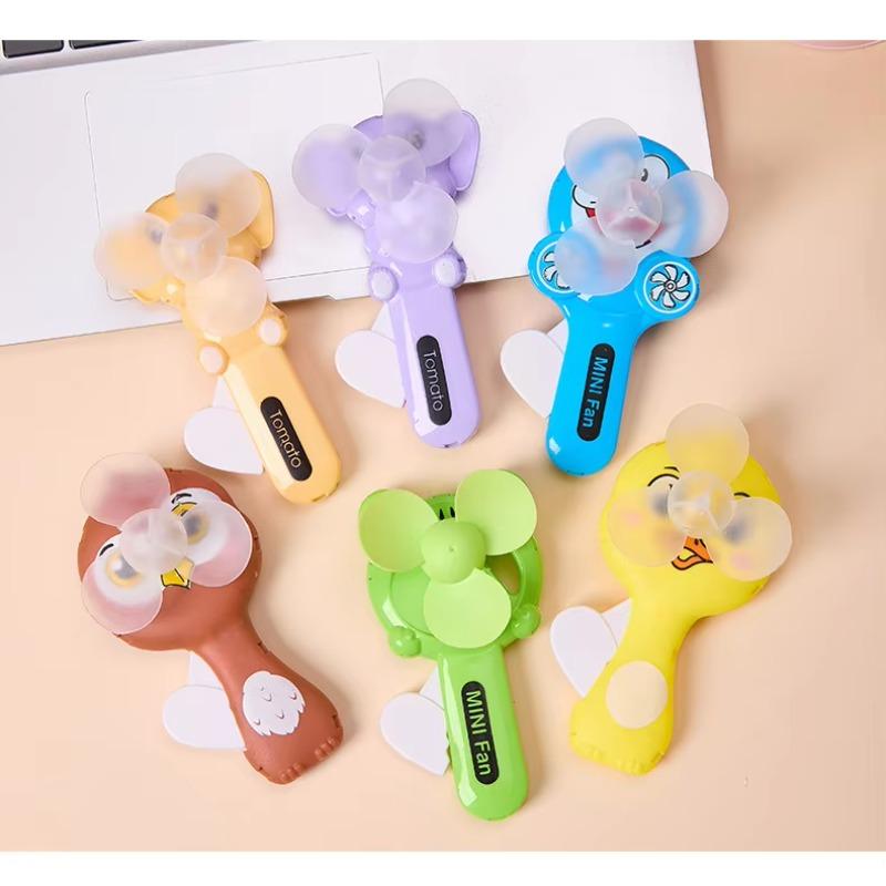 Mini cartoon animal hand pressed small fan, portable, manual cooling handheld fan, essential for high temperatures