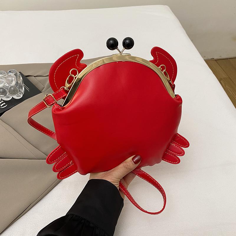 Damen Krabben Schultertasche - Verstellbarer Schultergurt, Glänzende rote krabbenförmige Clutch, Lustige Tier-Umhängetasche, Leicht, Modisch und kreativ