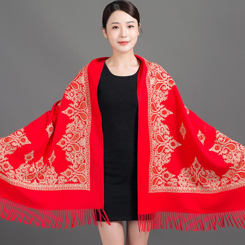 Winter New Arrival Shawl Women Cashmere Scarves Embroider Flower Tassel Shawl Long Soft Warm Wraps Thick Blanket Scarf Bufanda