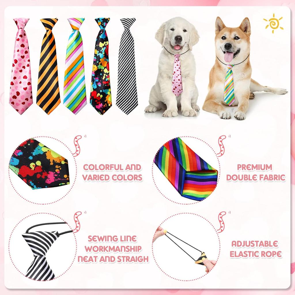 Reginary 30 pcs Large Dog Ties Bulk Dog Neck Ties for Medium Large Dogs, Mix Adjustable Pet Dog Collar Grooming Ties, Dog Ties for Daily Wearing
