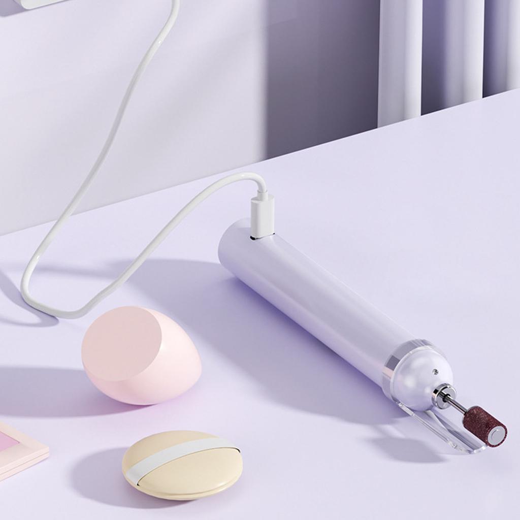 Electric Cordless Nail Drill Portable Rechargeable Nail File Cordless Nail Grinder 2 in 1 Nail Drill Lamp Ergonomic Handle 180MAh Purple for Manicure