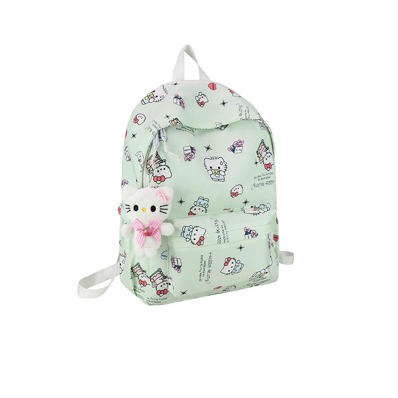 

Japanese-Style Cute Kitten Print Backpack for Students - Small/Medium No Pendant зелёный