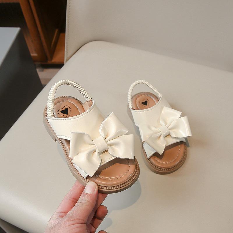 

Детские сандалии, летние, новые, корейские, модные, принцессные, с бантом, для девочек, мягкая подошва, нескользящая, одинарные туфли 30 белый