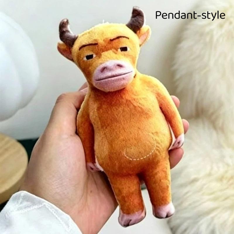 1Pcs Funny Meme Figure Doll Abstract Cow Keyrings Hot Anime Niu Lai Keychains Bag Pendants Halloween Cosplay Props Party Favor