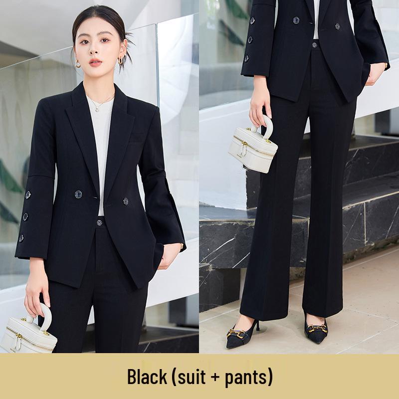 Women's Elegant Autumn/Winter Two-Piece Suit Set: Goddess Style Host with Wide-Leg Pants
