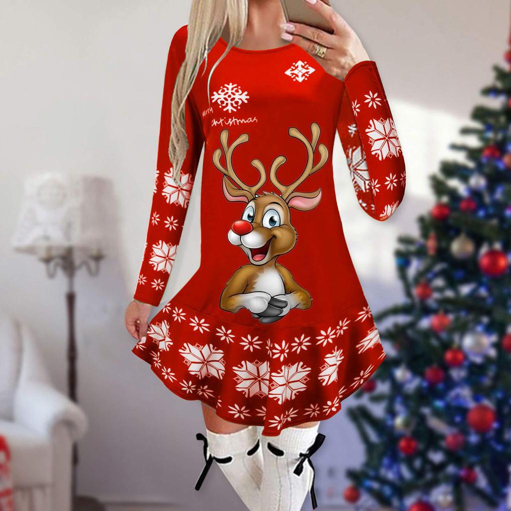 Women's Christmas Printed Dress Base Shirt