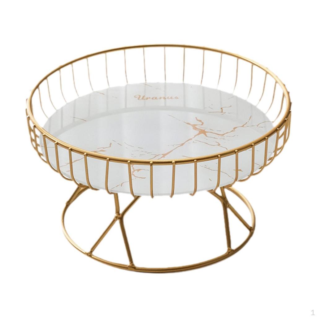 Iron Wire Fruit Serving Bowl Creative Vegetable Stand Holder Round Tray for Outdoor