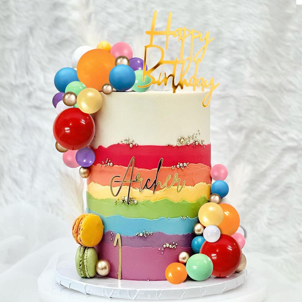35 Stück Regenbogen-Kuchenaufsatz 9 Farben Kugeln Kuchendekorationen DIY Kuchenstecker für Geburtstagsfeier Hochzeit Babyparty Zubehör