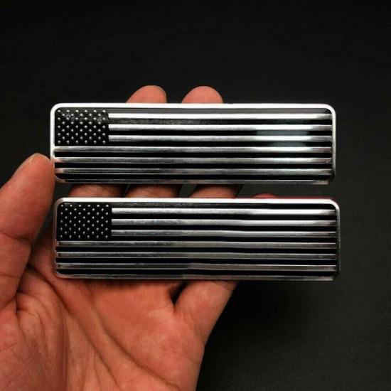 2x Car Stickers 3D Metal USA Flag Decal Body American Emblem Styling Accessories