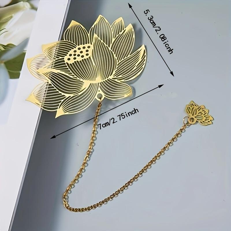 4pcs Golden Hollow Metal Bookmarks with Chains Universal Gift for Book Lovers Writers Readers Birthday Graduation - No Feathers