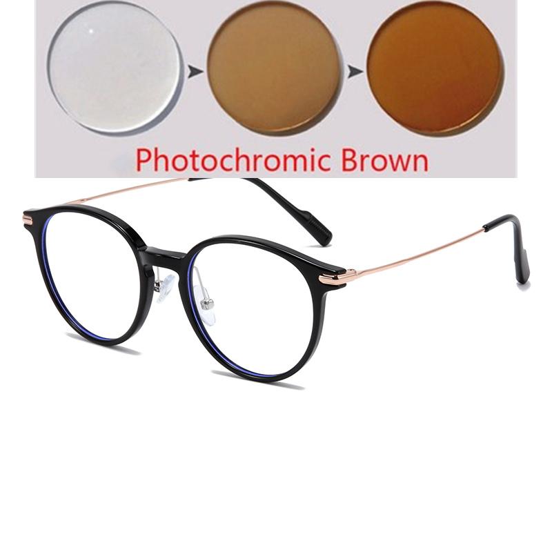 Black Gold Frame Anti Blue Rays Oval Prescription Glasses For The Nearsighted Women Men Myopia Spectacles 0 -0.5 -0.75 To -6.0