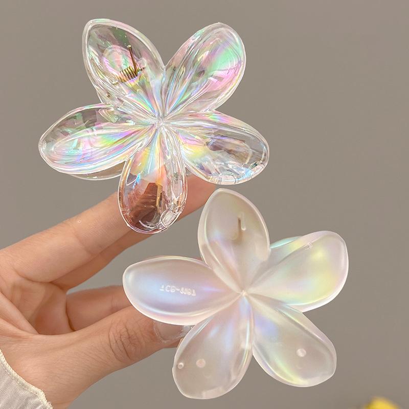 New Laser Gradient Flower Hair Claw Women Fashion Lightweight Acrylic Headwear Hairpin Crab Barrette Girl Hair Accessories