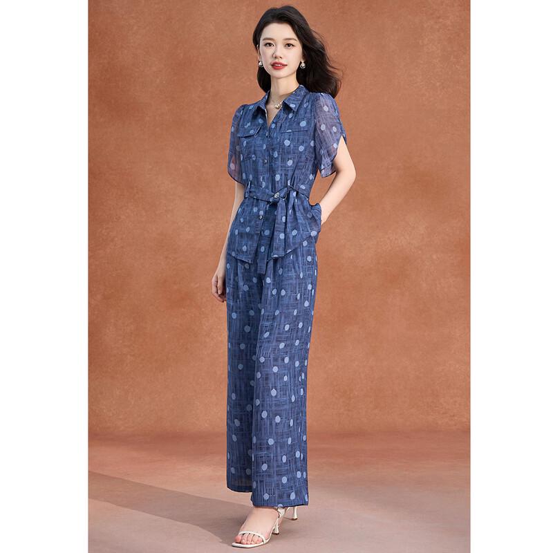 Women s Polka Dot Top and Wide-Leg Pants Set 4XL