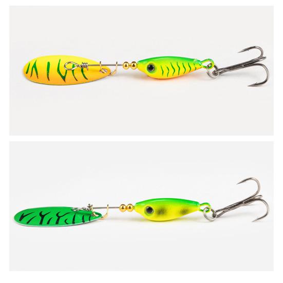 5Pcs 7.5CM/9G Fishing Lure with Metal Spinner Blade Hook Rotating Sequin Spoon Spinnerbait Bionic Bait Bass Pike Walleye Fishing Accessories