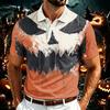 Men's Halloween Print Polo Shirt Lightweight Mesh Breathable Short Sleeve Top with Collar Button Down Front for Casual Wear