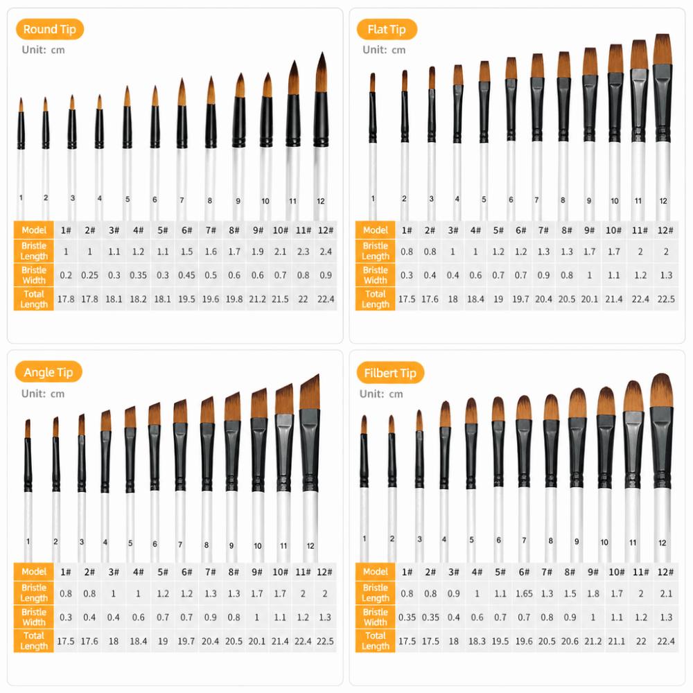 12PCS Pearl White Paintbrushes Painting Tool  Craft Decorative Drawing