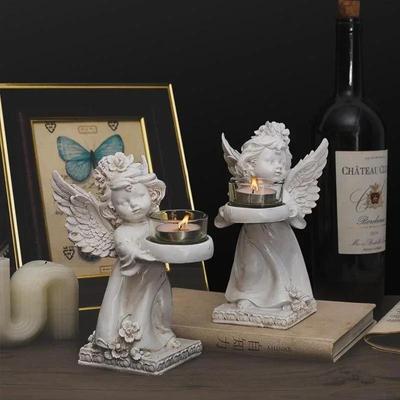 Porta-velas Anjo de Resina Coleção Anjo Estatueta Estátua de Anjo Porta-velas Tealight Presentes Suporte de Tealight de Mesa Enfeites