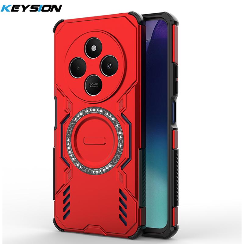 KEYSION Hollow Heat Dissipation Case for Redmi 14C Soft Silicone+PC Magnetic Cooling Shockproof Phone Cover for Xiaomi POCO C75