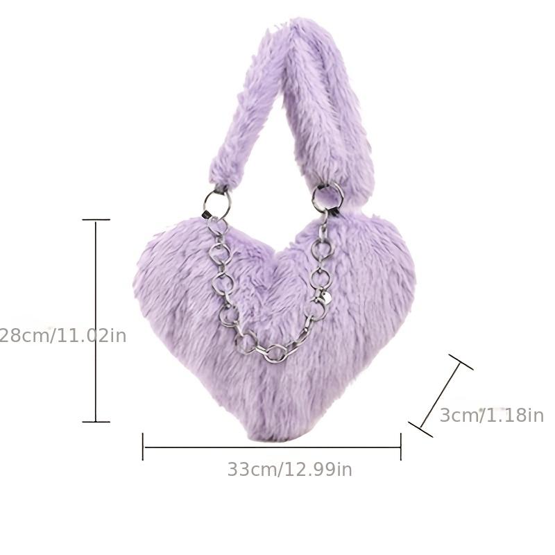 Women's Shoulder Bag, Plush Heart Chain Shoulder Bag, Crossbody Bag, Handbag, Niche Sexy Girl Outfit, Date, Commuting, Shopping, Versatile.