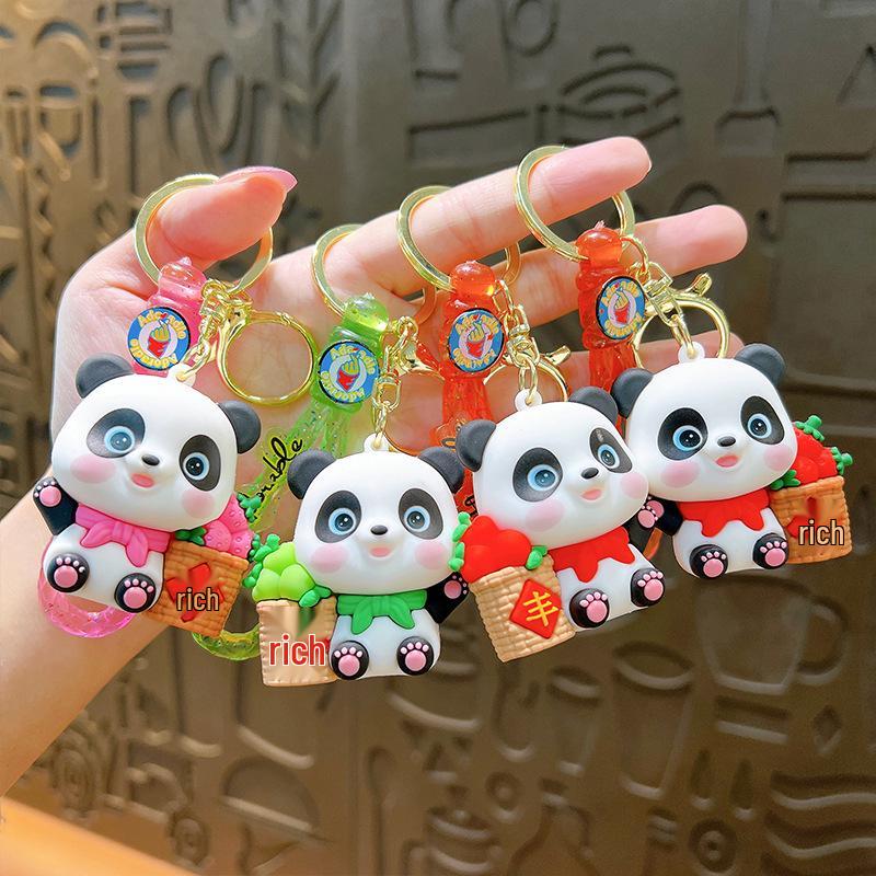 Kreativer Glücks-Panda Leuchtendes Nachtlicht Schlüsselanhänger: Süßer Figuren-Taschenanhänger und kleines Geschenk.