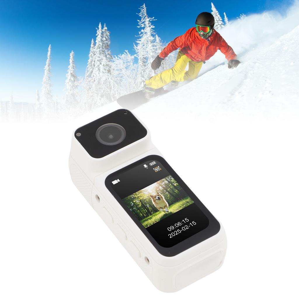 2.7K Action Camera Wrable Sports Camera POV Thumb Video Camcorder with 180 Degree Rotating Lens Magnetic Pendant for Work Travel Pet Walking