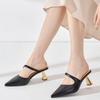 Women's Slippers and Ladies Sandals Leather Sexy Slides Black Shoes Pointed Toe Mules Vip Eva Korea Style Chic Elegant on Sale