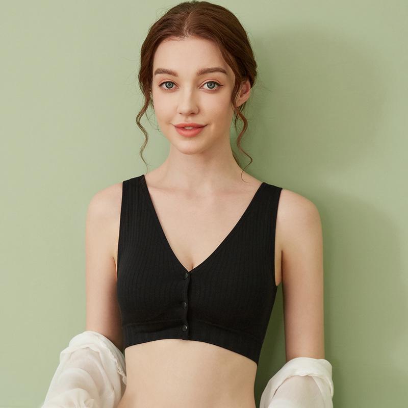 Adjustable Seamless Maternity Nursing Bra with Front Buckle - Plus Size Vest Style