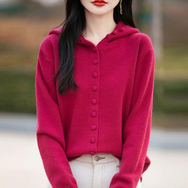 Hooded Sweater Coat for Women Autumn and Winter Loose and Thick Knitted Cardigan Stylish Paired with Long-sleeved Knitted Coat