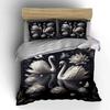 Elegant Swans With Lotus Flowers Printed Duvet Cover Set1 Duvet Cover+2 Pillowcasemulti Size Bedroom Bedding Decor Luxury Gift