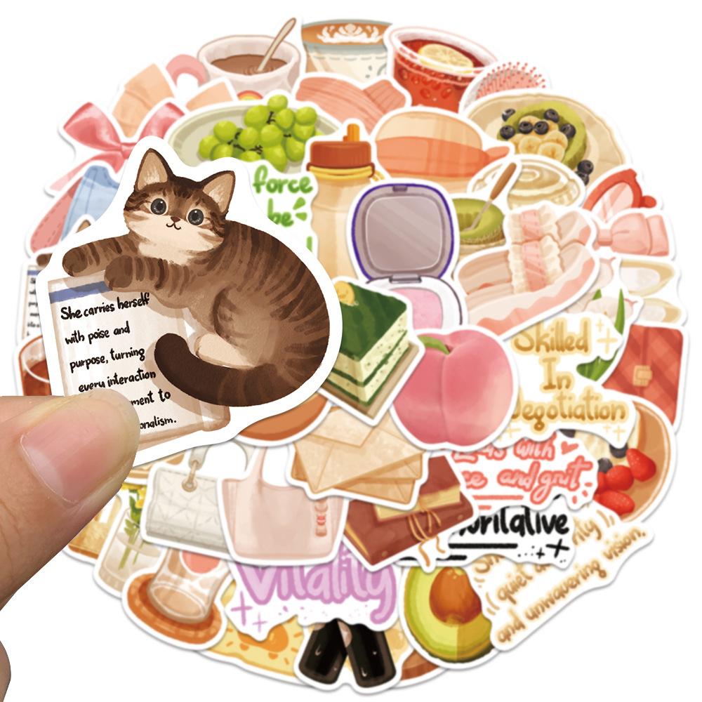 10/30/50pcs Cute Refined Life Graffiti Stickers Cartoon Aesthetic Sticker Waterproof DIY Scrapbook Phone Case Guitar Decals Gift