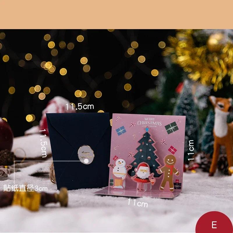6/1PC 3D Christmas Pop-up Card Santa Snowman Xmas Greeting Cards New Year Decoration Party Invitations Gift Friends Postcard